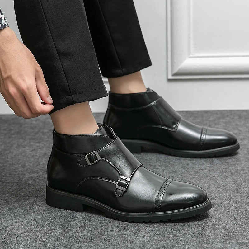 Darell | Leather Double Monk Strap Boots